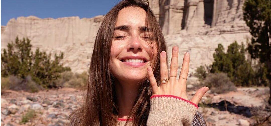 //lily collins engaged e
