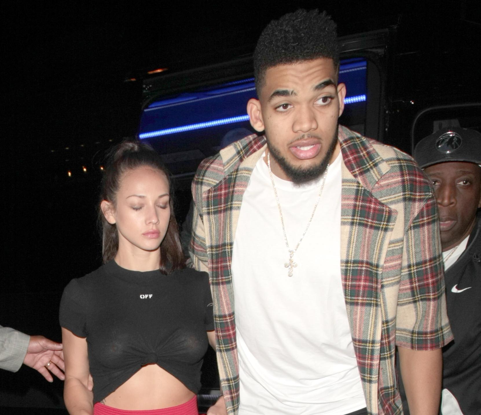 Karl-Anthony Towns and girlfriend Kawahine Andrade dine out at Craig apos s in West Hollywood