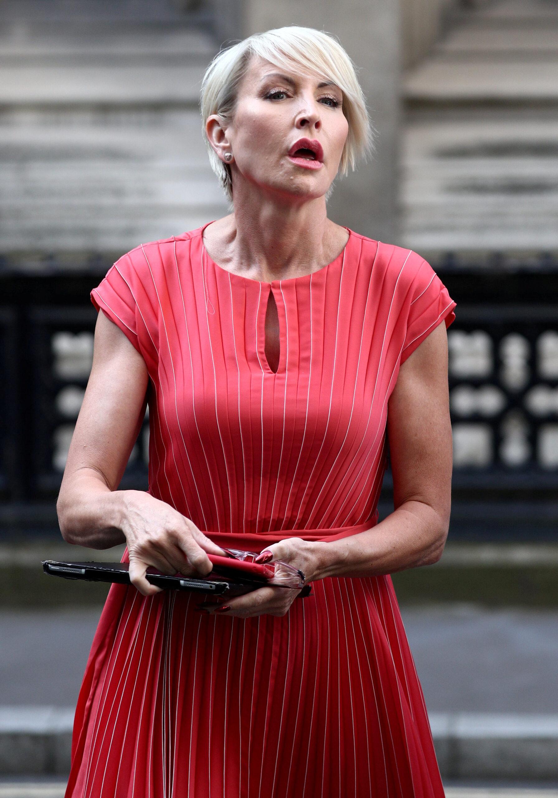 Heather Mills is seen outside the High Court where she is expecting to receive a public apology from News Group Newspapers after bringing a claim of phone hacking July 8 2019