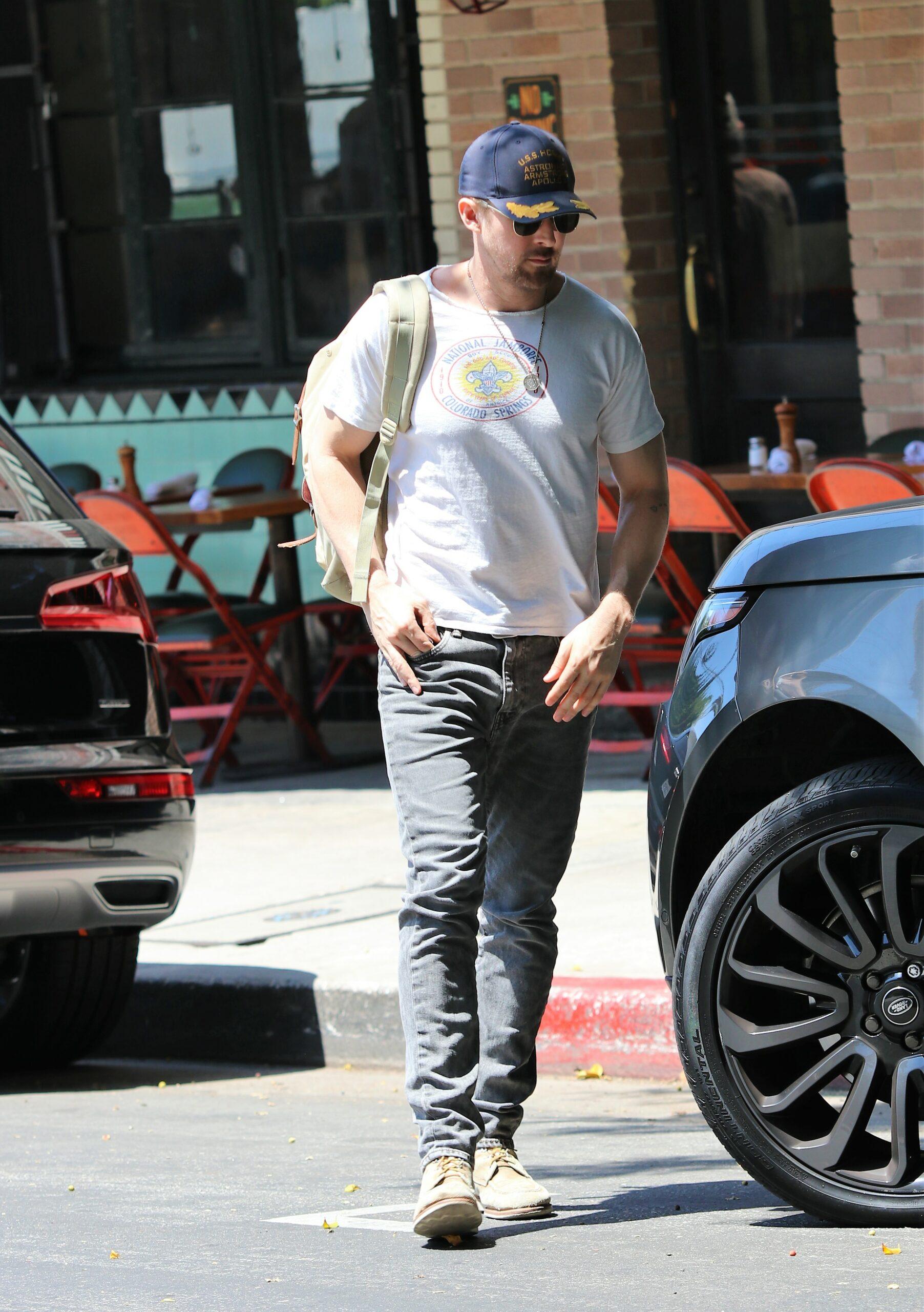 Ryan Gosling out for lunch with a friend in Los Angeles