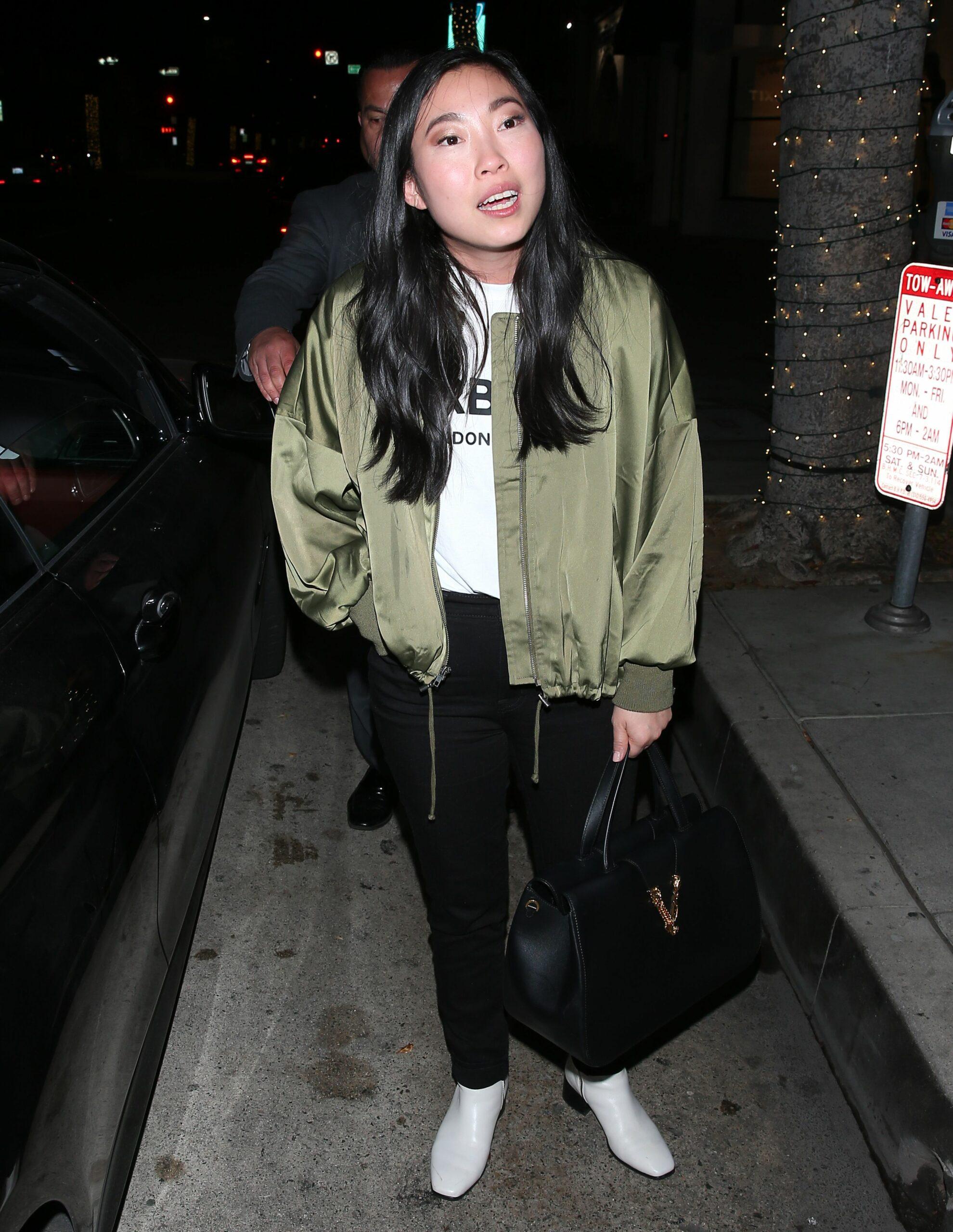 Awkwafina was seen leaving dinner at apos mr Chow apos in Beverly Hills