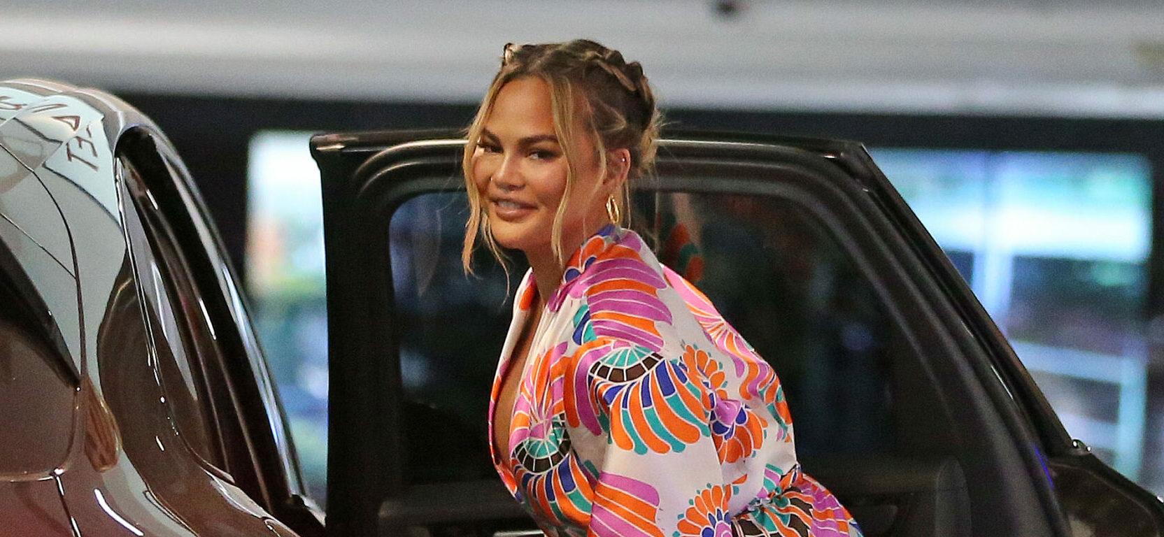 Chrissy Teigen and John Legend are seen after a shopping trip with their children