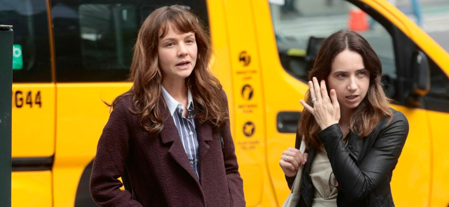 Carey Mulligan and Zoe Kazan filming She Said the story of Ny Times reporters tracking Harvey Weinstein