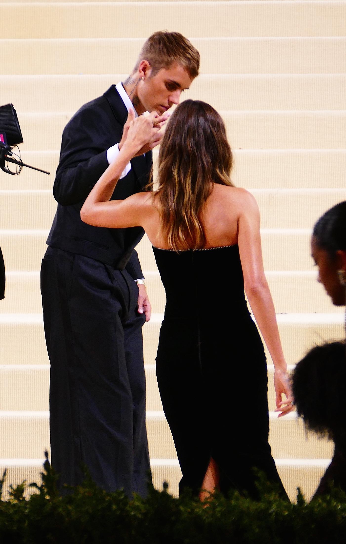 Justin Bieber and wife Hailey have a Mr amp Mrs Smith type moment as they show PDA at the Met Gala in NYC