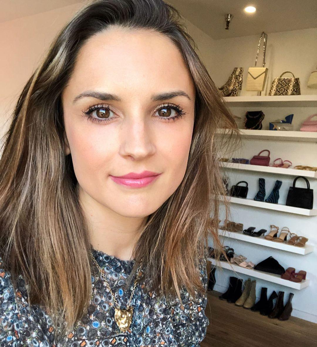 A photo showing Rachael Leigh Cook in her footwear closet