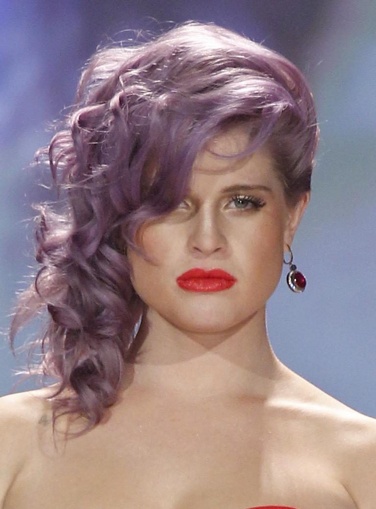 Kelly Osbourne with curly purple hair