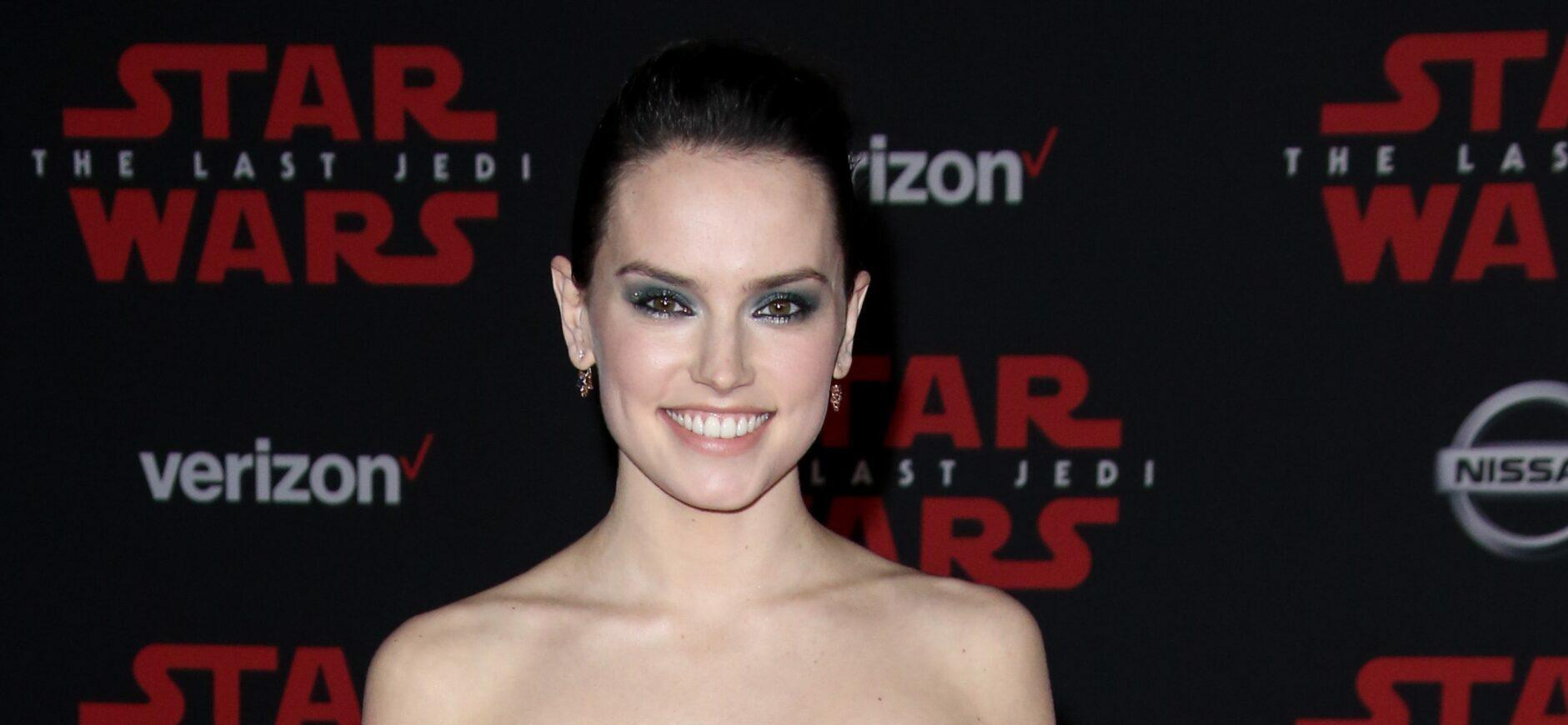 Daisy Ridley arrives for the red carpet premiere of Disney Pictures 'Star Wars: The Last Jedi' at The Shrine Auditorium in Los Angeles, California.