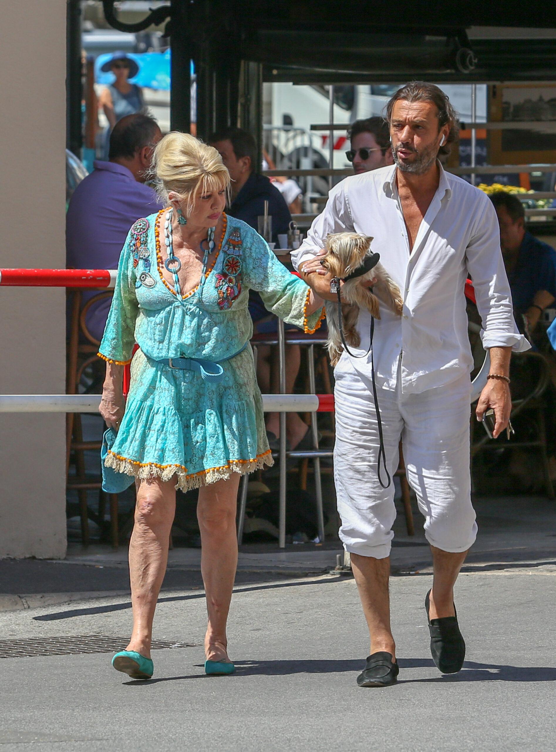Ivana Trump and Rossano Rubicondi show us their adorable new Yorkie while enjoying a stroll in Saint Tropez