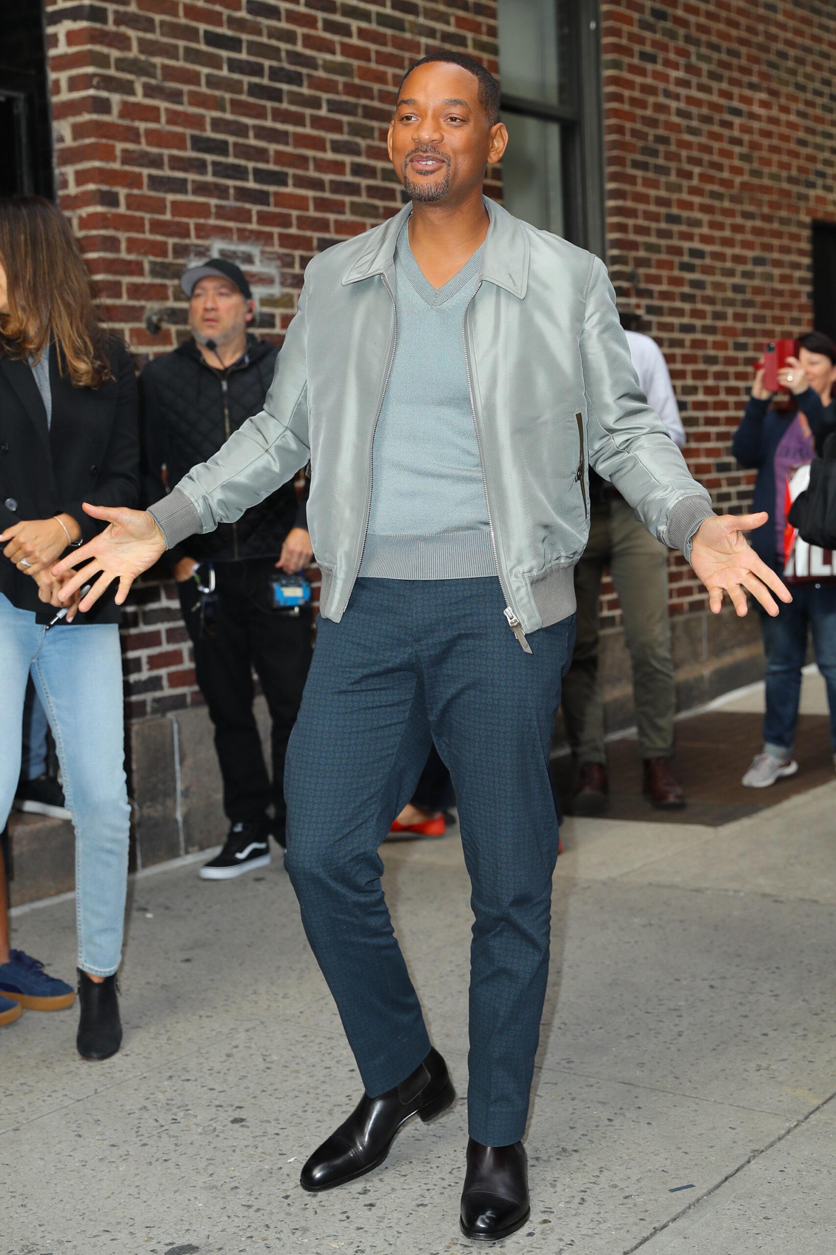 Will Smith was spotted posing for the cameras outside The Late Show with Stephen Colbert in NYC