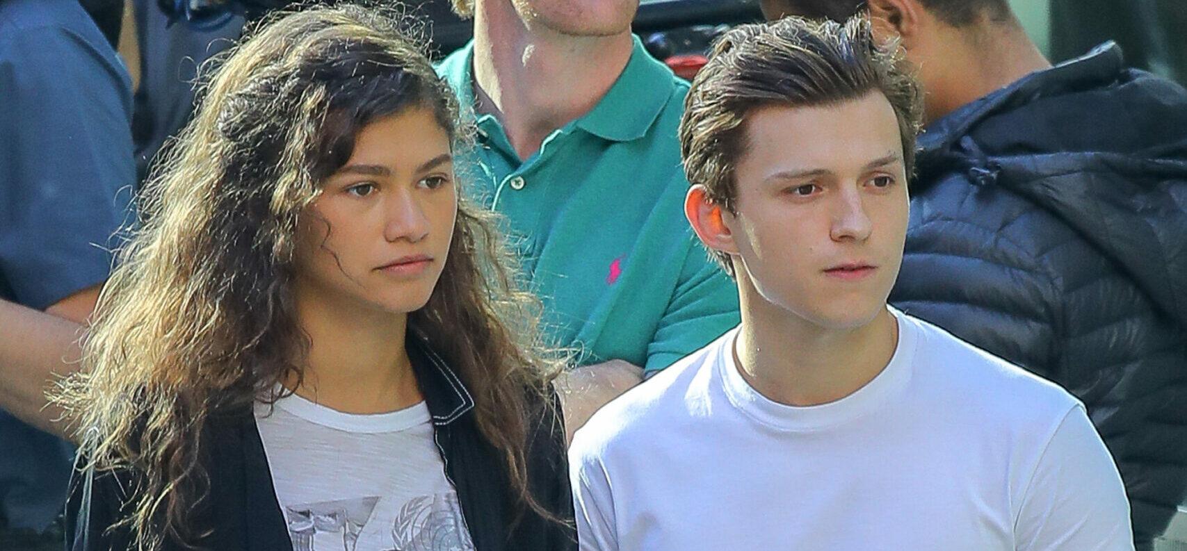 Zendaya and Tom Holland seen on break while filming Spider-Man Far From Home in New York City
