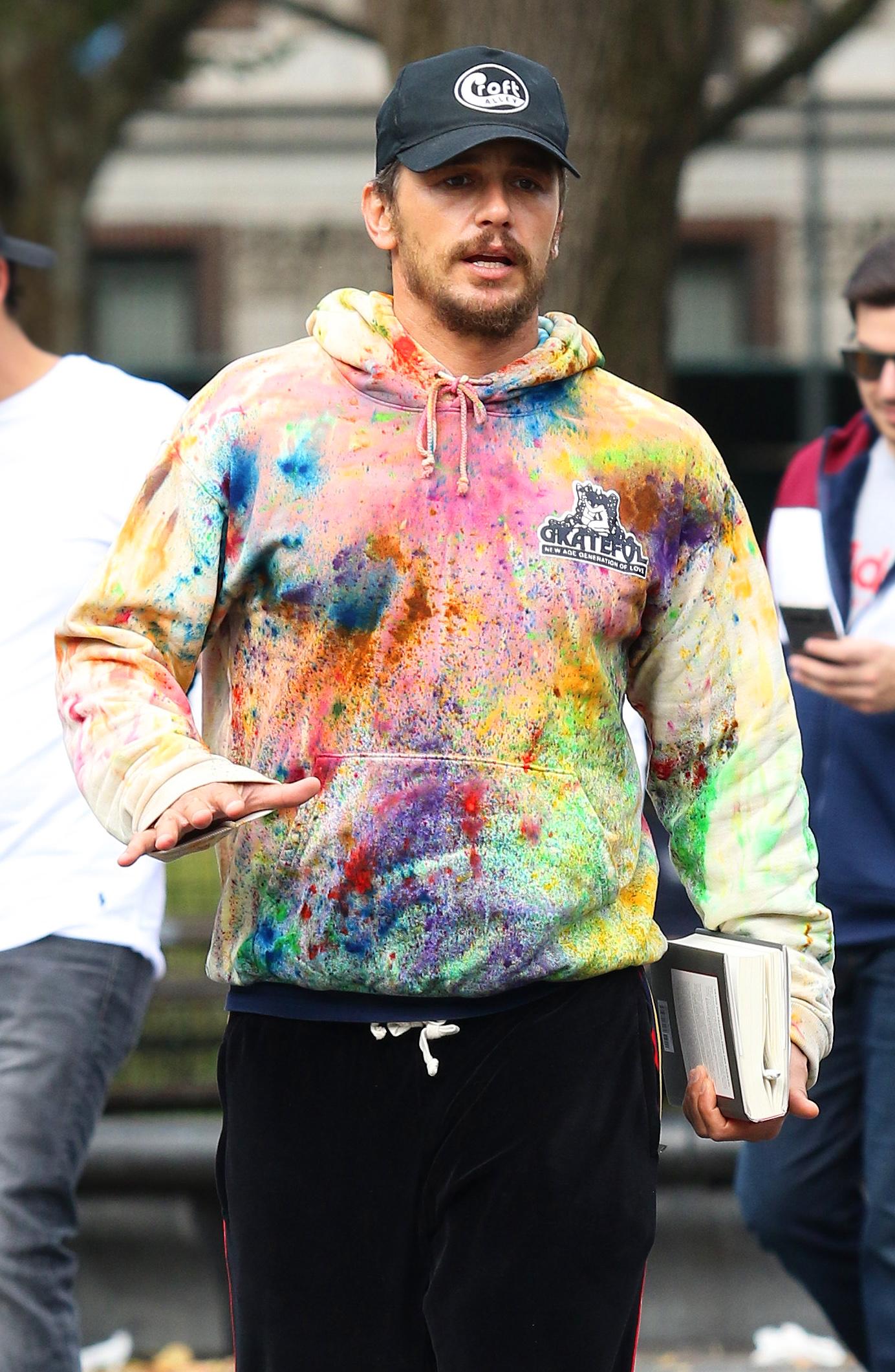 James Franco sports a Tie-Dye sweater while walking in NYC