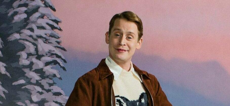 Macaulay Culkin poses with gnome in Happy Socks campaign
