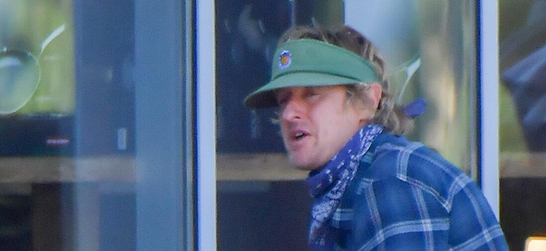 Owen Wilson stops by Erewhon Market and enjoys a bite outside with blonde woman