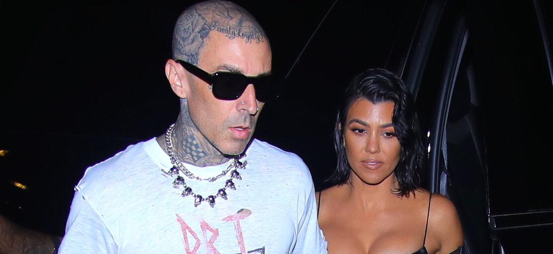 Kourtney Kardashian holds hands with Travis Barker at their NYC fashion week debut as a couple as they head to Carbone for dinner