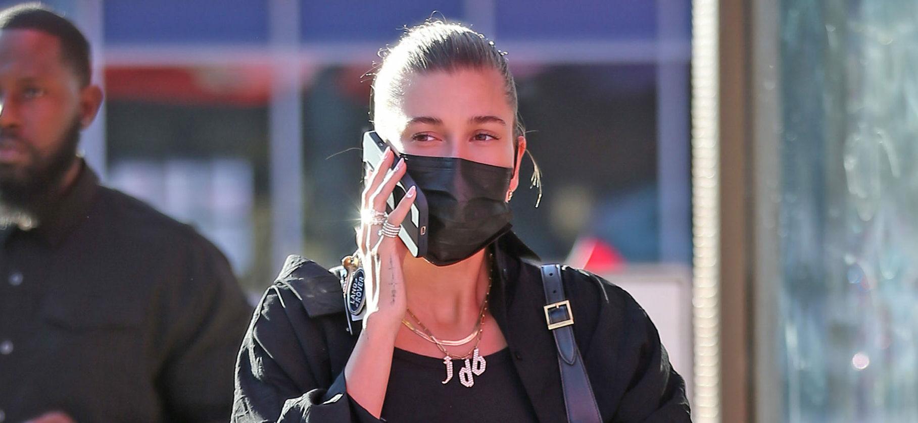 Hailey Bieber is seen shopping at Trashy Lingerie in Los Angeles