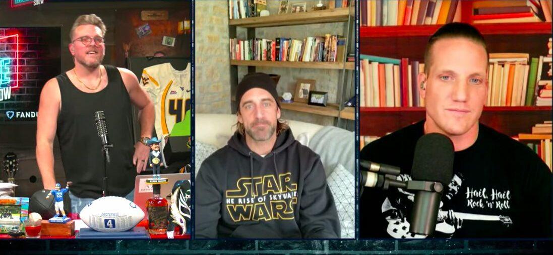 Aaron Rodgers wears a Rise of Skywalker hoodie on the Pat McAfee Show
