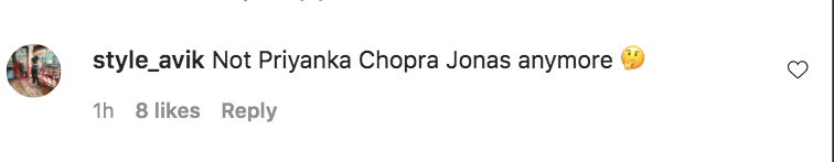 A fan's comment on Priyanka Chopra's Instagram