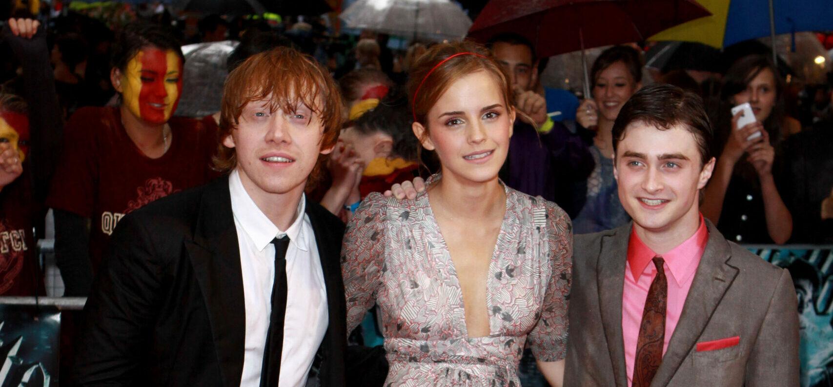 Emma Watson, Rupert Grint, and Daniel Radcliffe at the "Harry Potter and the Half-Blood Prince" World premiere at the Odeon Leicester Square, London, England.