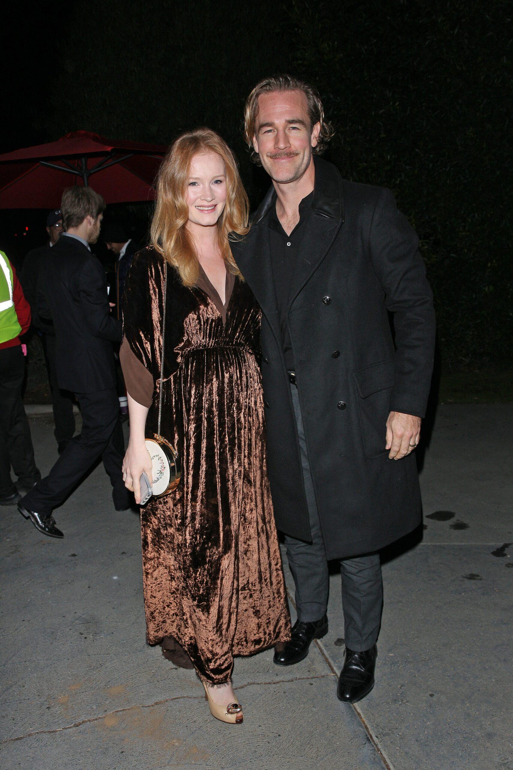 James Van Der Beek and his wife Kimberly Brook are seen attending Jennifer Klein's holiday party