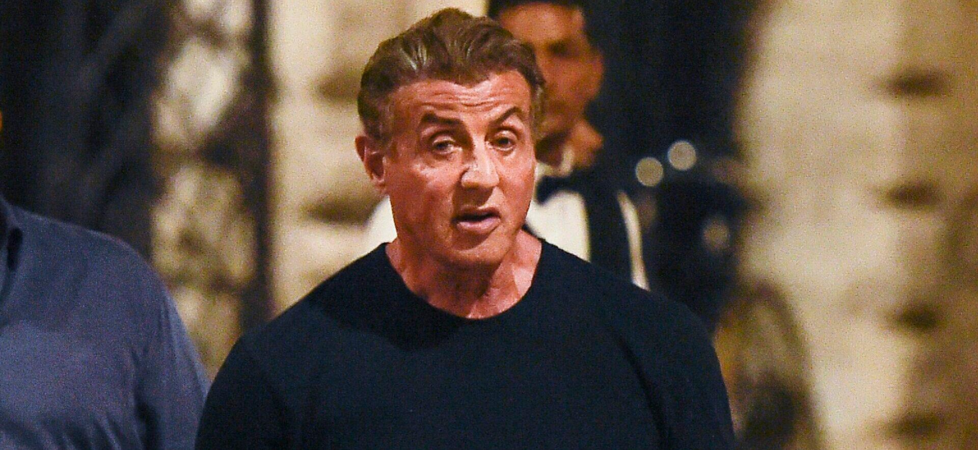 Sylvester Stallone goes dinning out with wife and daughter then visiting an art gallery.Set 2