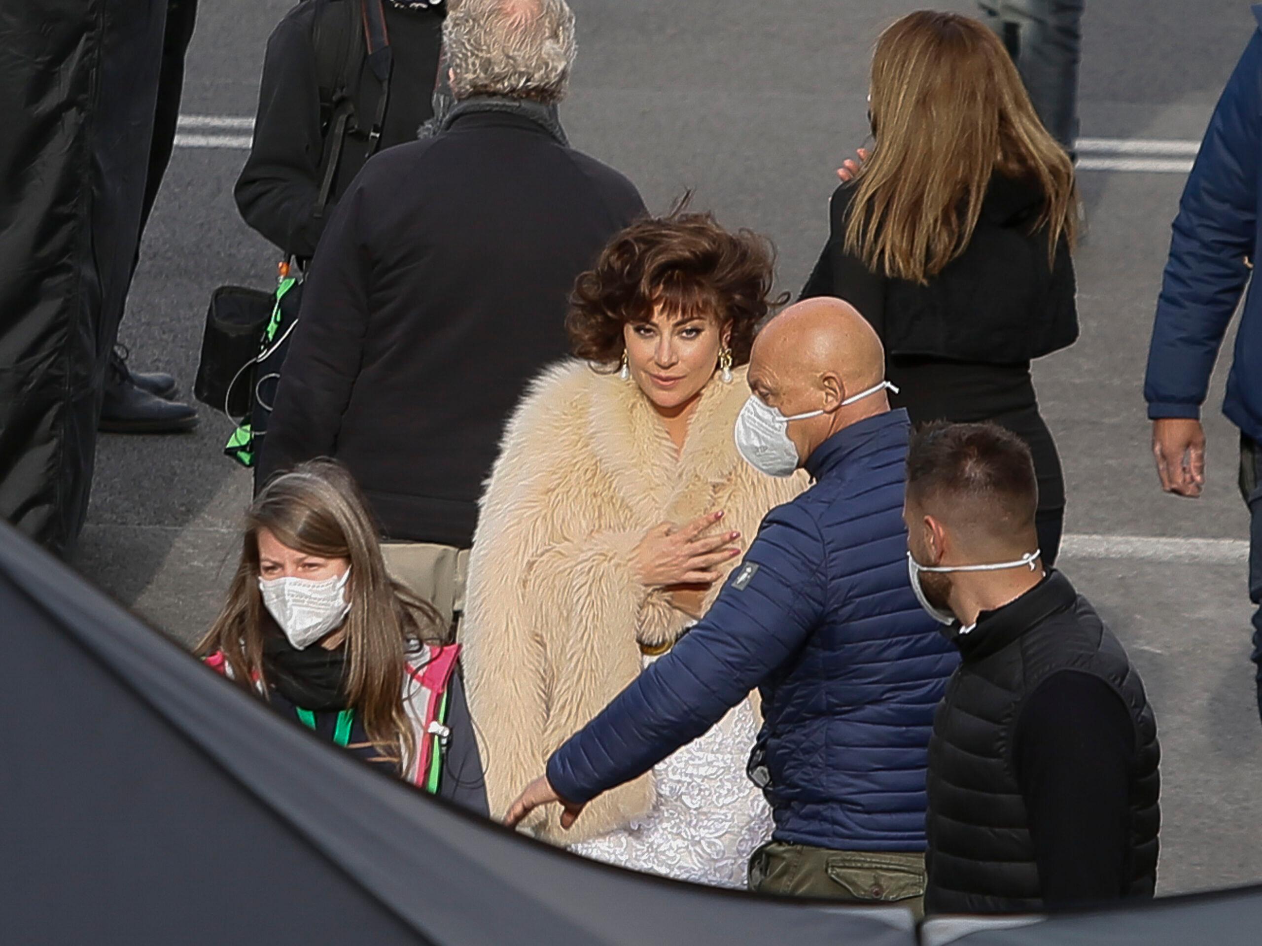 Lady Gaga in fur coat
