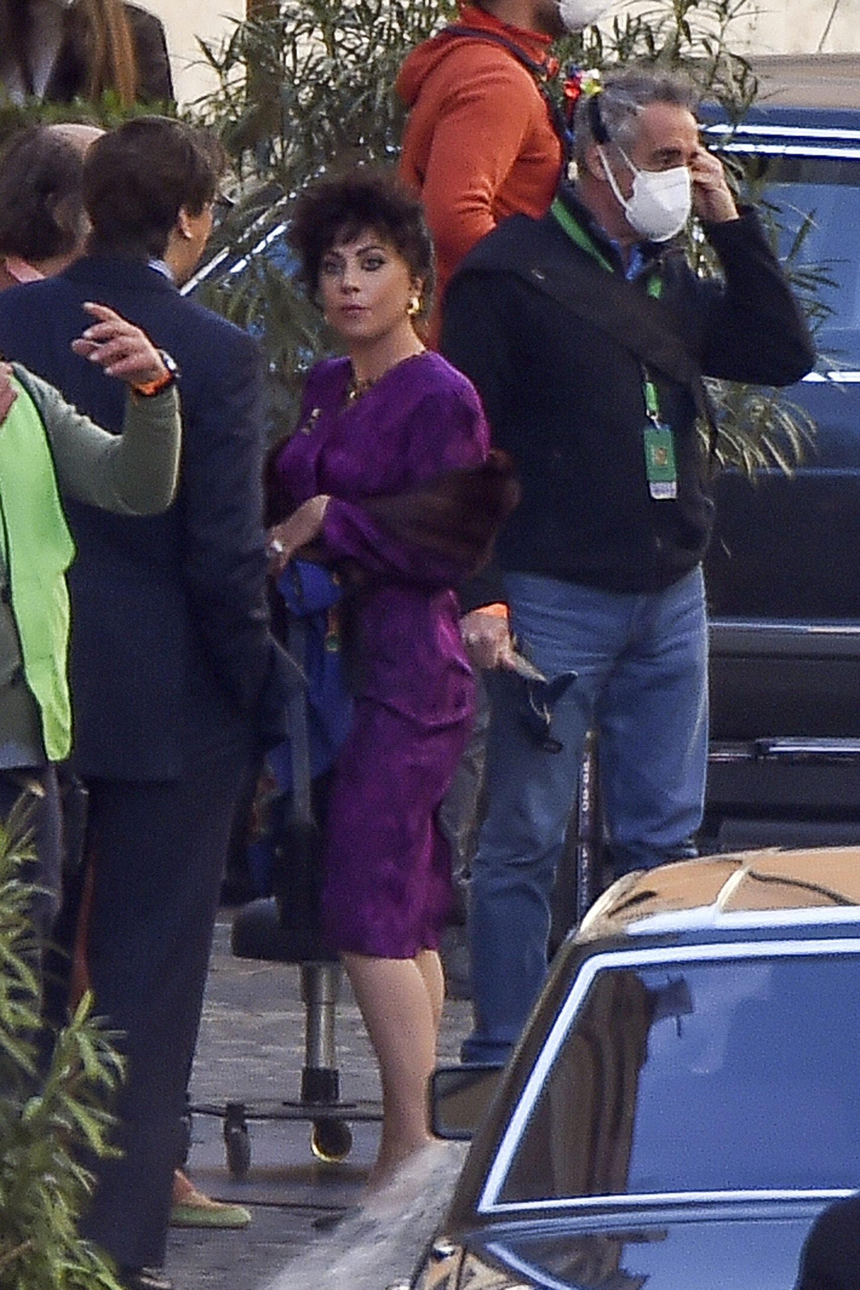 Lady Gaga in purple dress