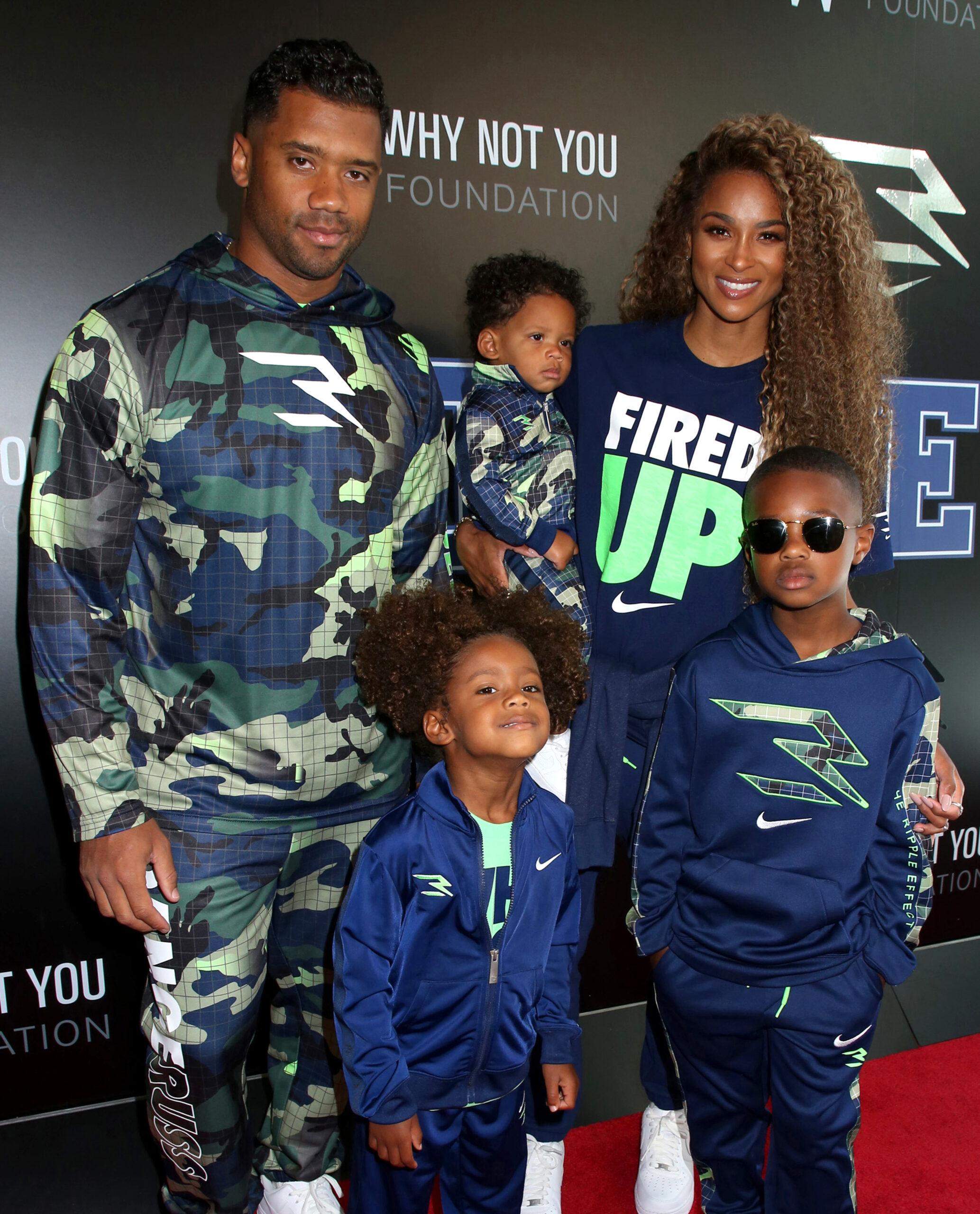 Ciara, Russell Wilson and their kids smiling