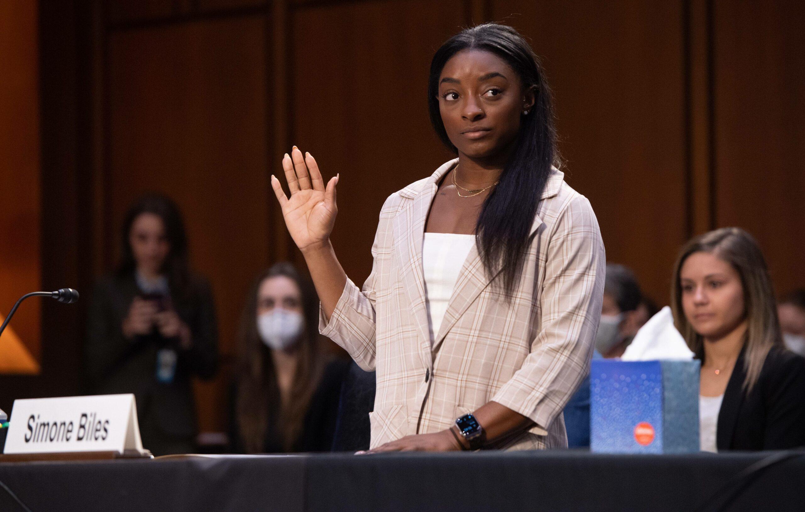 Simone Biles at the United States Senate Committee on the Judiciary Hearing Dereliction of Duty: Examining the Inspector Generals Report on the FBIs Handling of the Larry Nassar Investigation