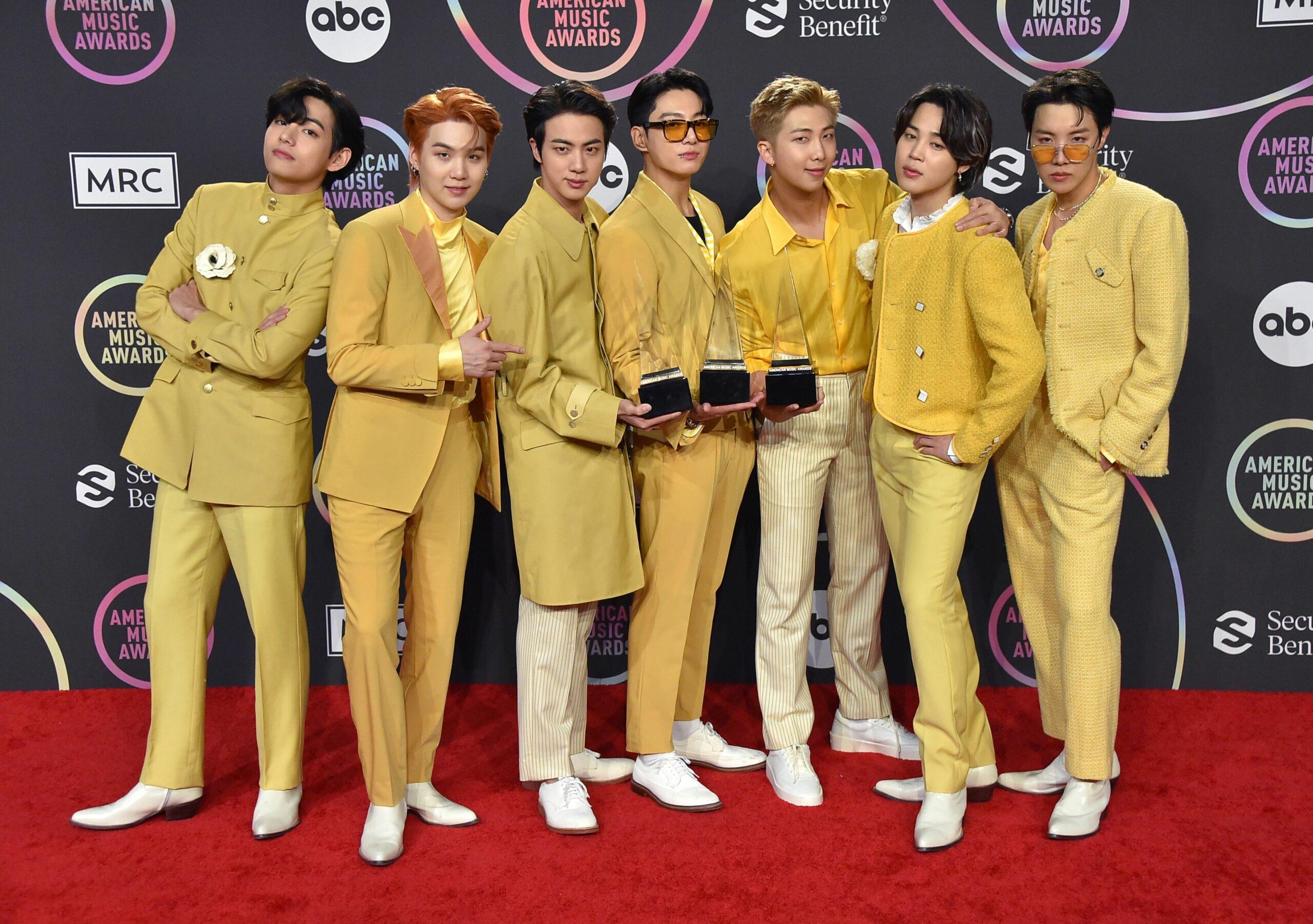 BTS on the red carpet at the 2021 AMAs