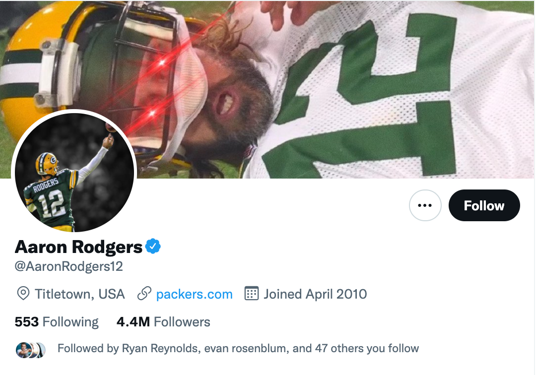 Aaron Rodgers' Twitter header