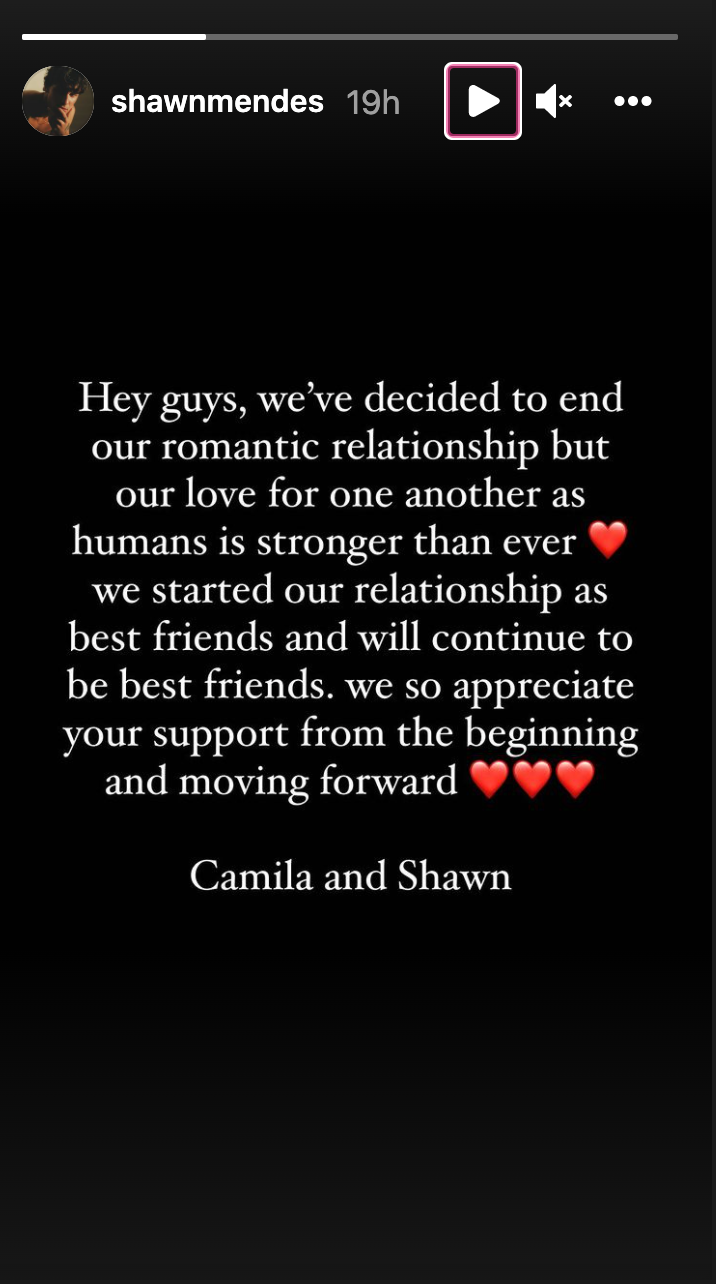 Shawn Mendes & Camila Cabello's breakup messaage