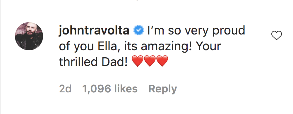 John Travolta's comment on daughter Ella's post