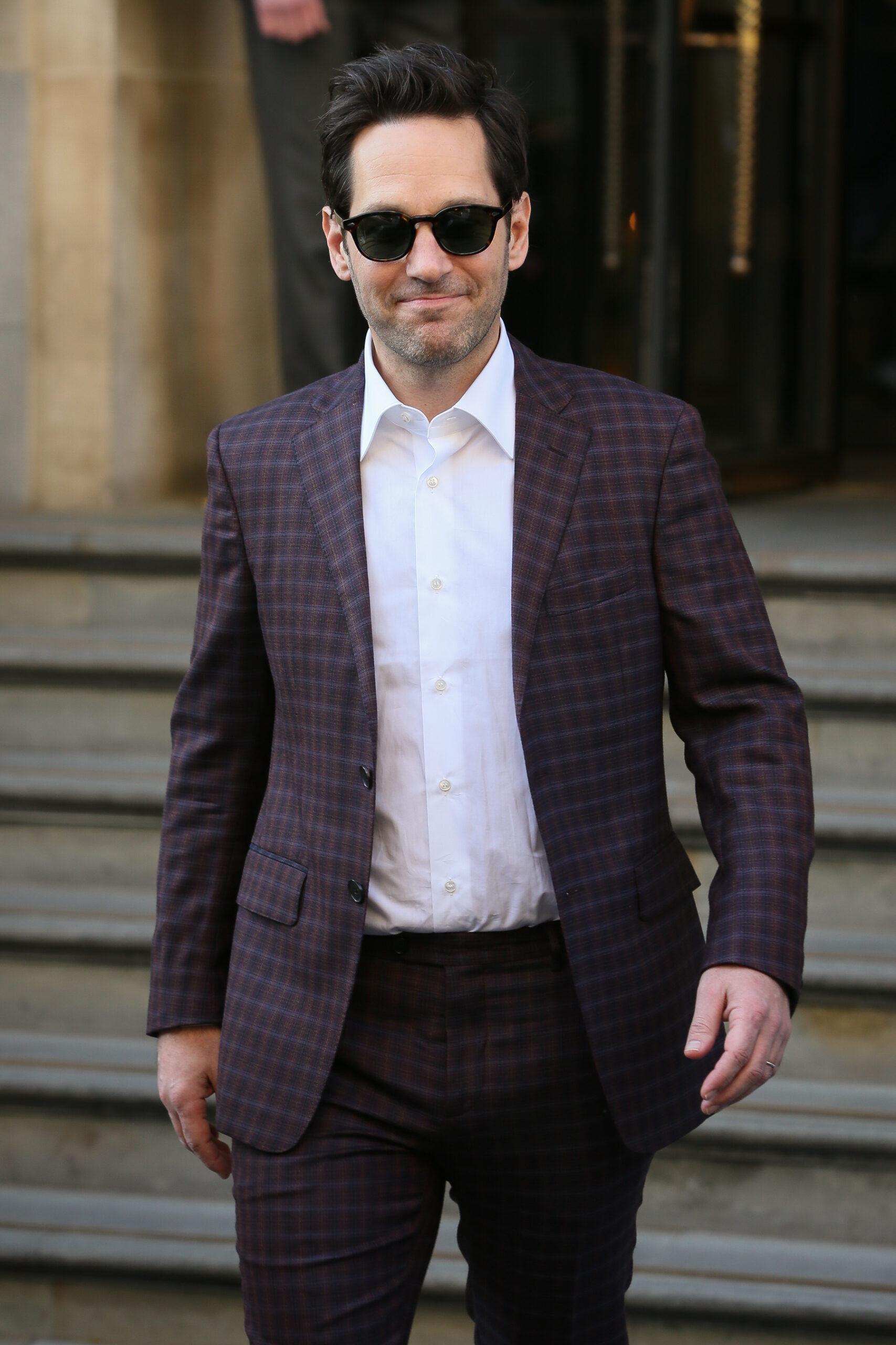 Paul Rudd seen leaving their hotel on their way to a fan film screening of the new Avengers Endgame - London