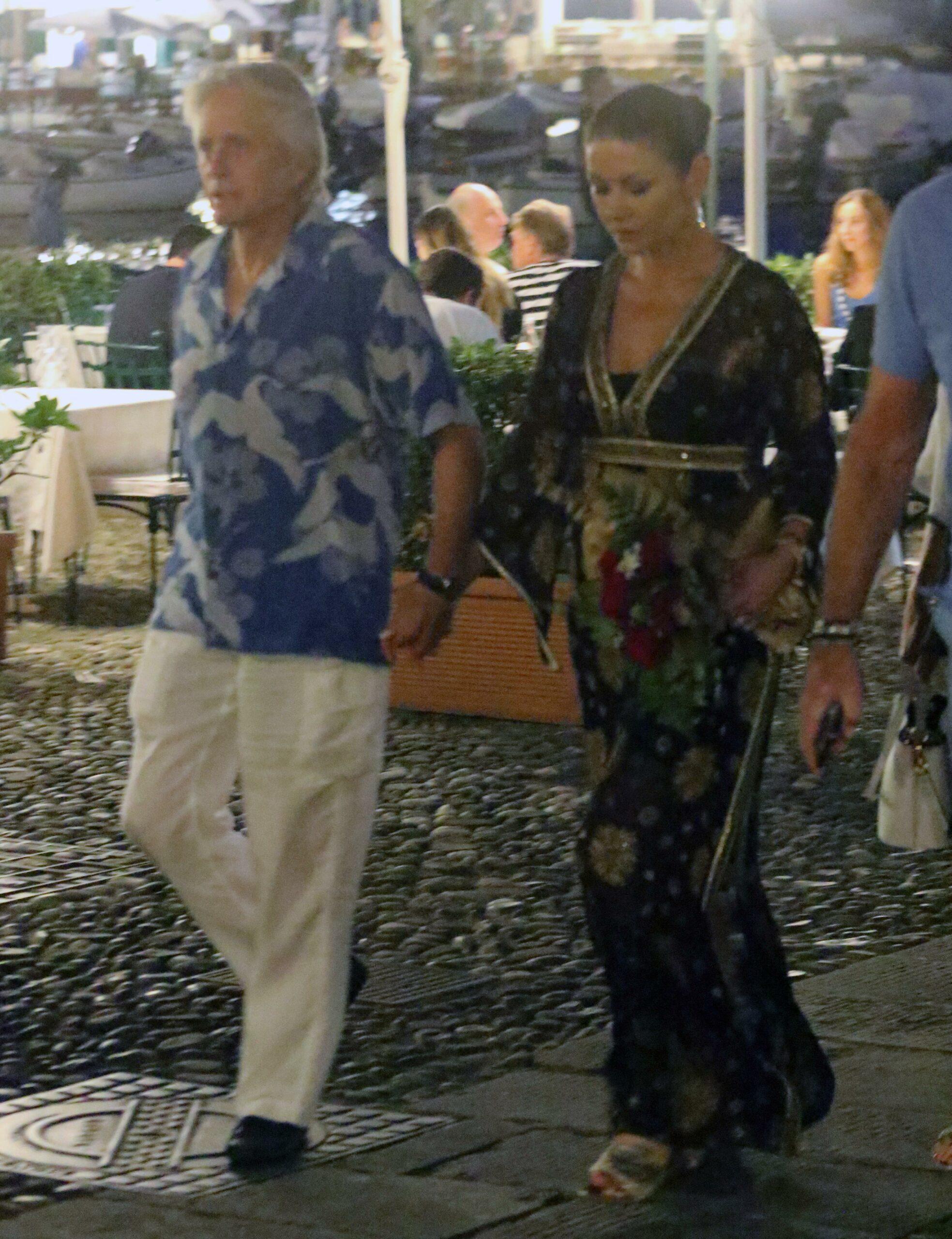 Michael Douglas and wife Catherine Zeta Jones heading to restaurant in Rapallo Italy
