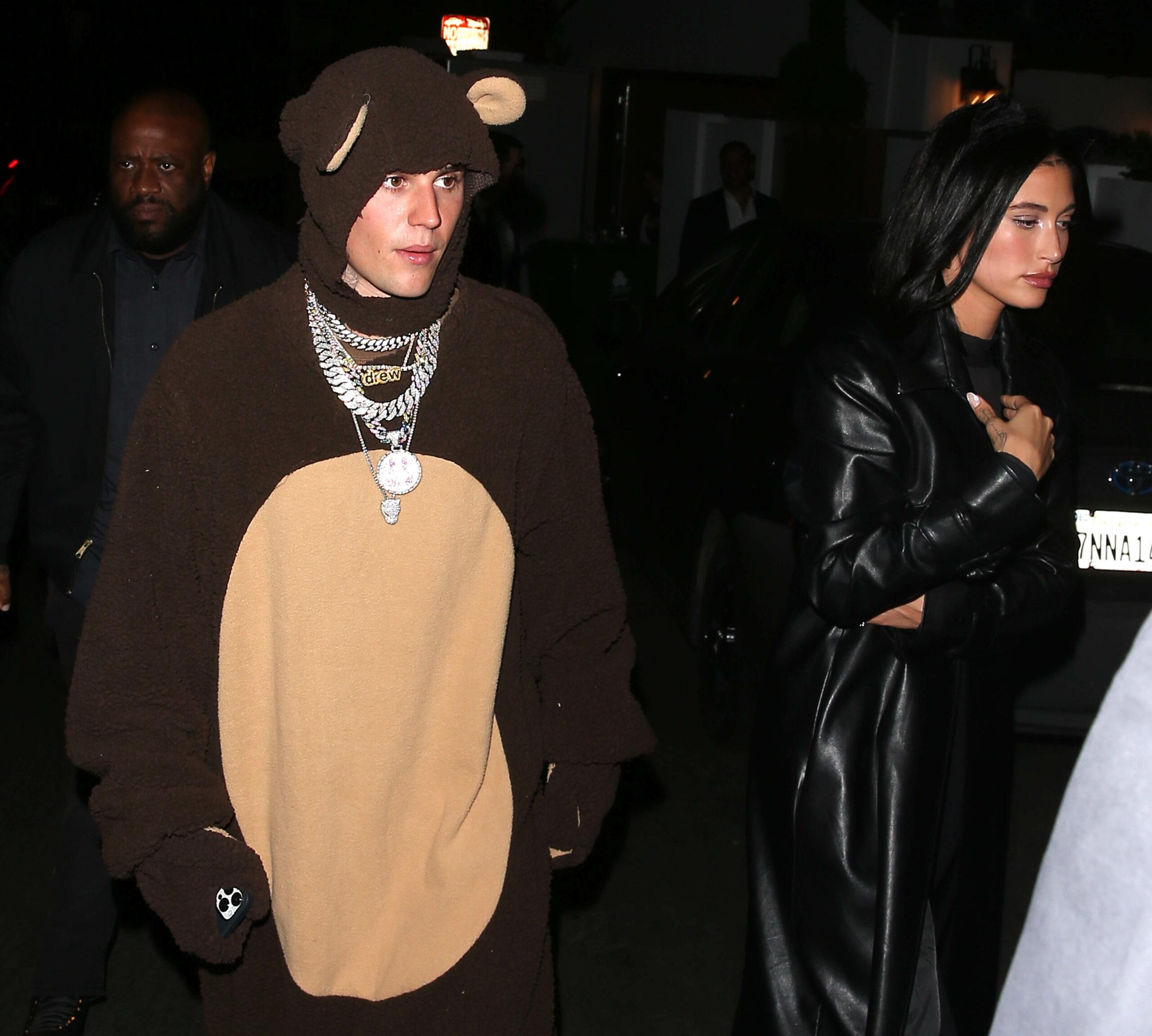 Justin Bieber and Hailey Bieber seen leaving an A-List Halloween Party in West Hollywood CVA