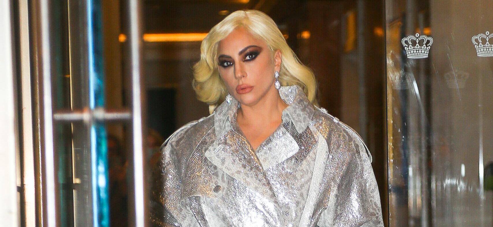 Lady Gaga seen heading to film the Colbert show in NYC