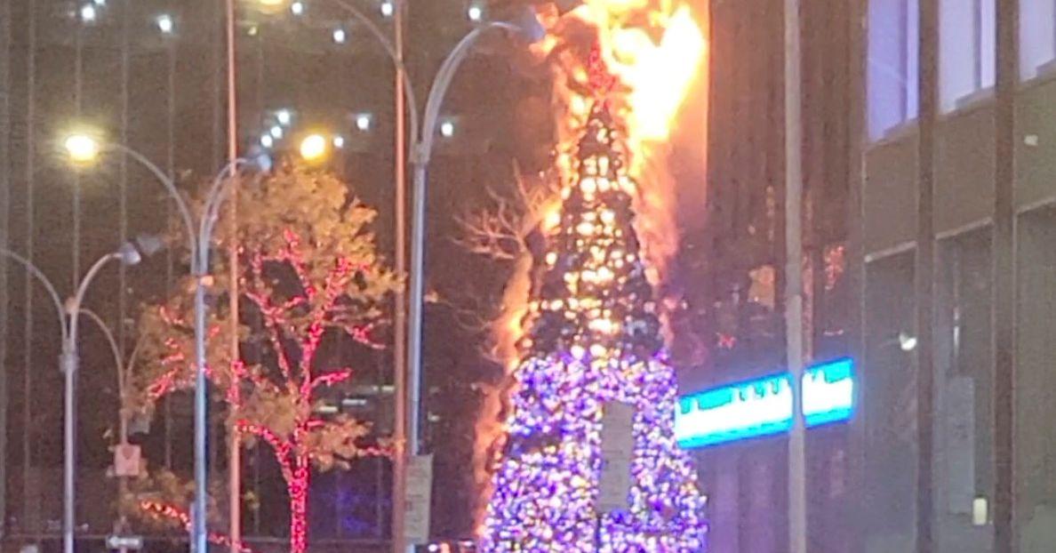Fox News Christmas tree set on fire