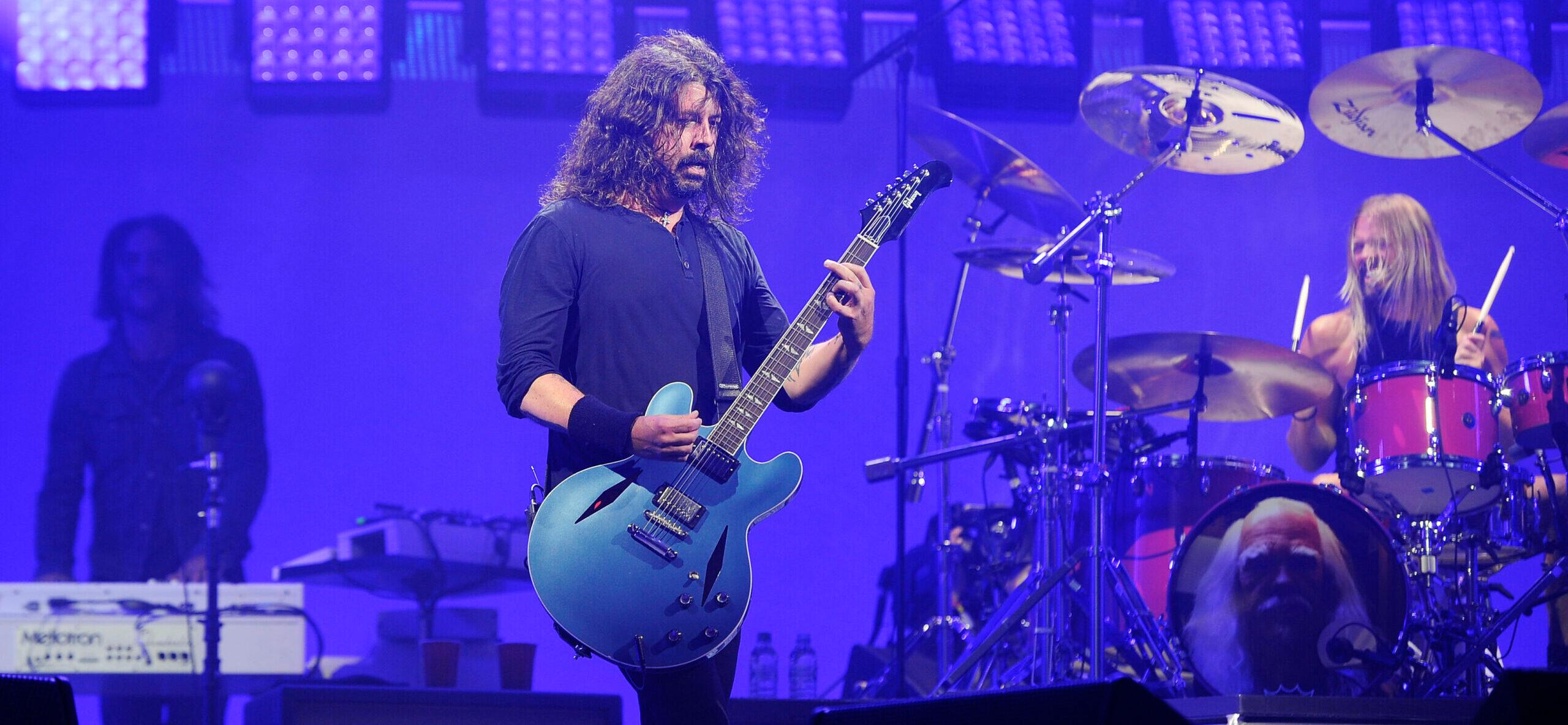 Foo Fighters performing at Glastonbury Festival