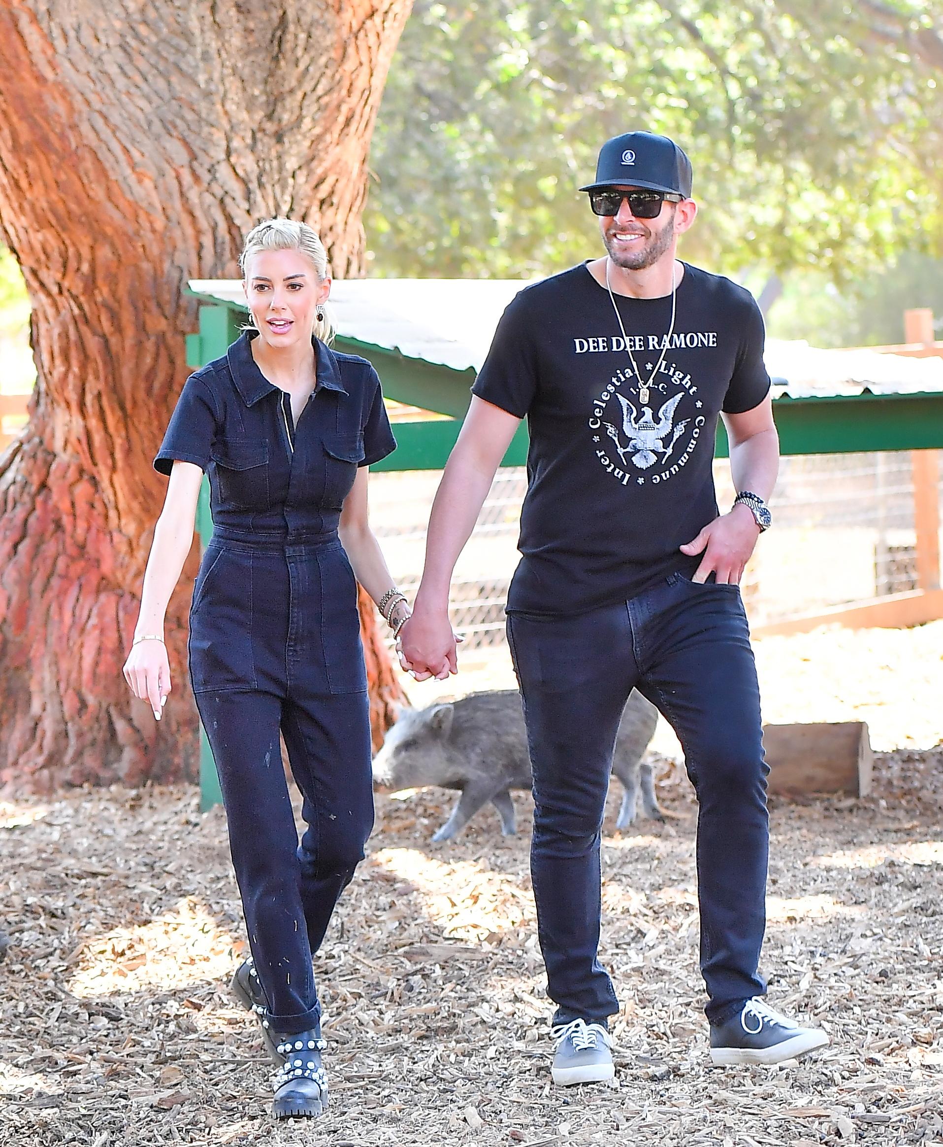 Heather Rae Young and her Fiancé stroll through the Kindred Spirits Care Farm after celebrating her new Peta Campaign