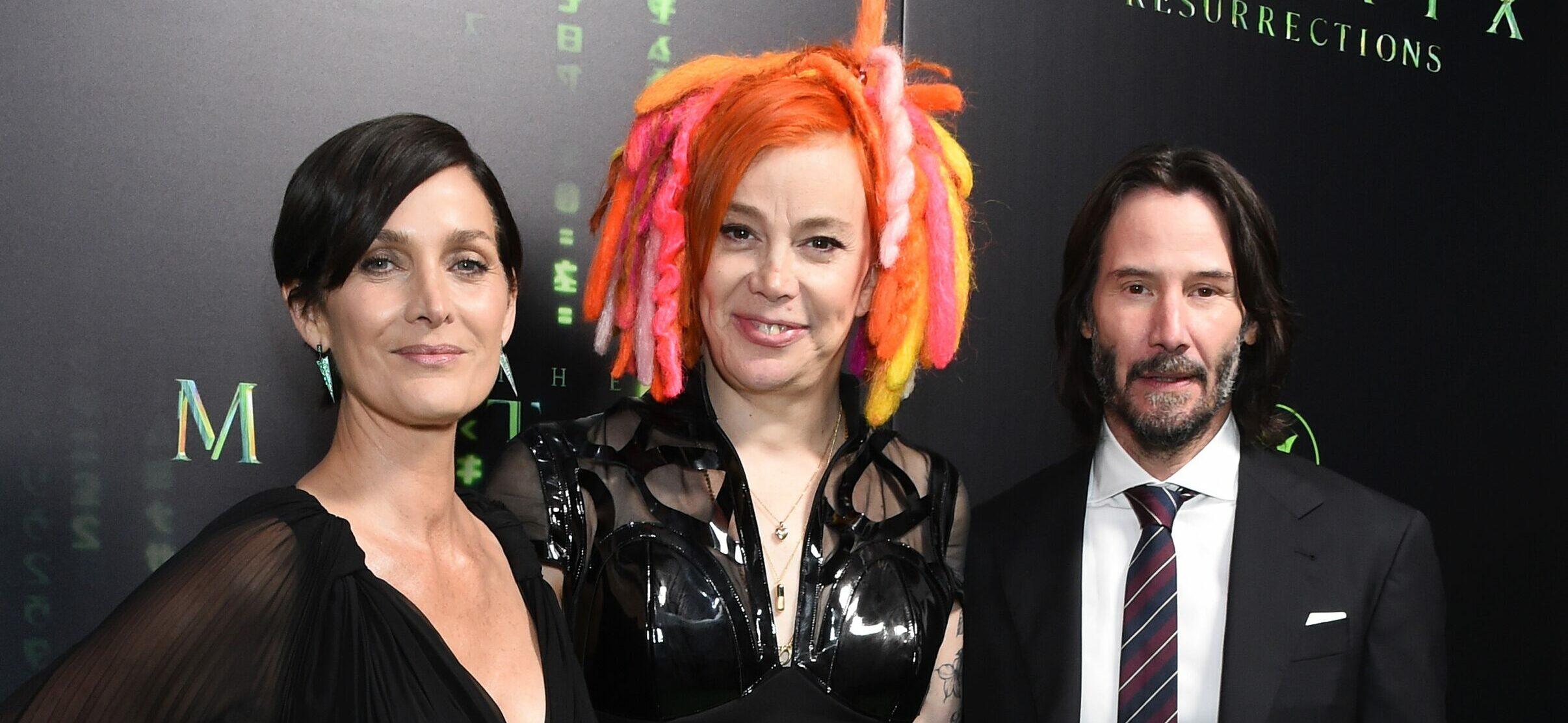 The Matrix Resurrections - San Francisco Premiere. 18 Dec 2021 Pictured: Carrie-Anne Moss, Lana Wachowski and Keanu Reeves.
