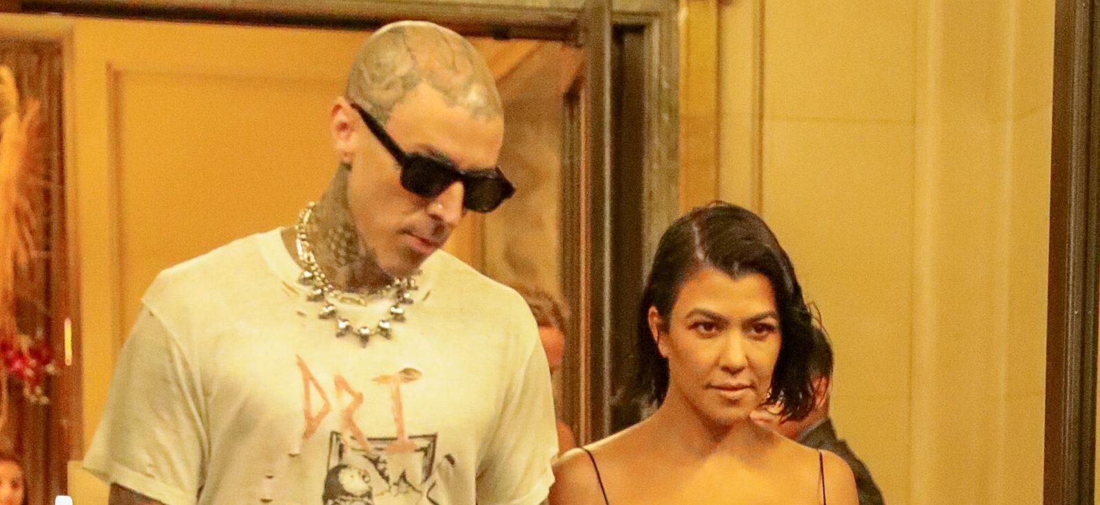 Kourtney Kardashian and Travis Barker are seen leaving the Ritz Hotel in NYC on Sep 11 2021