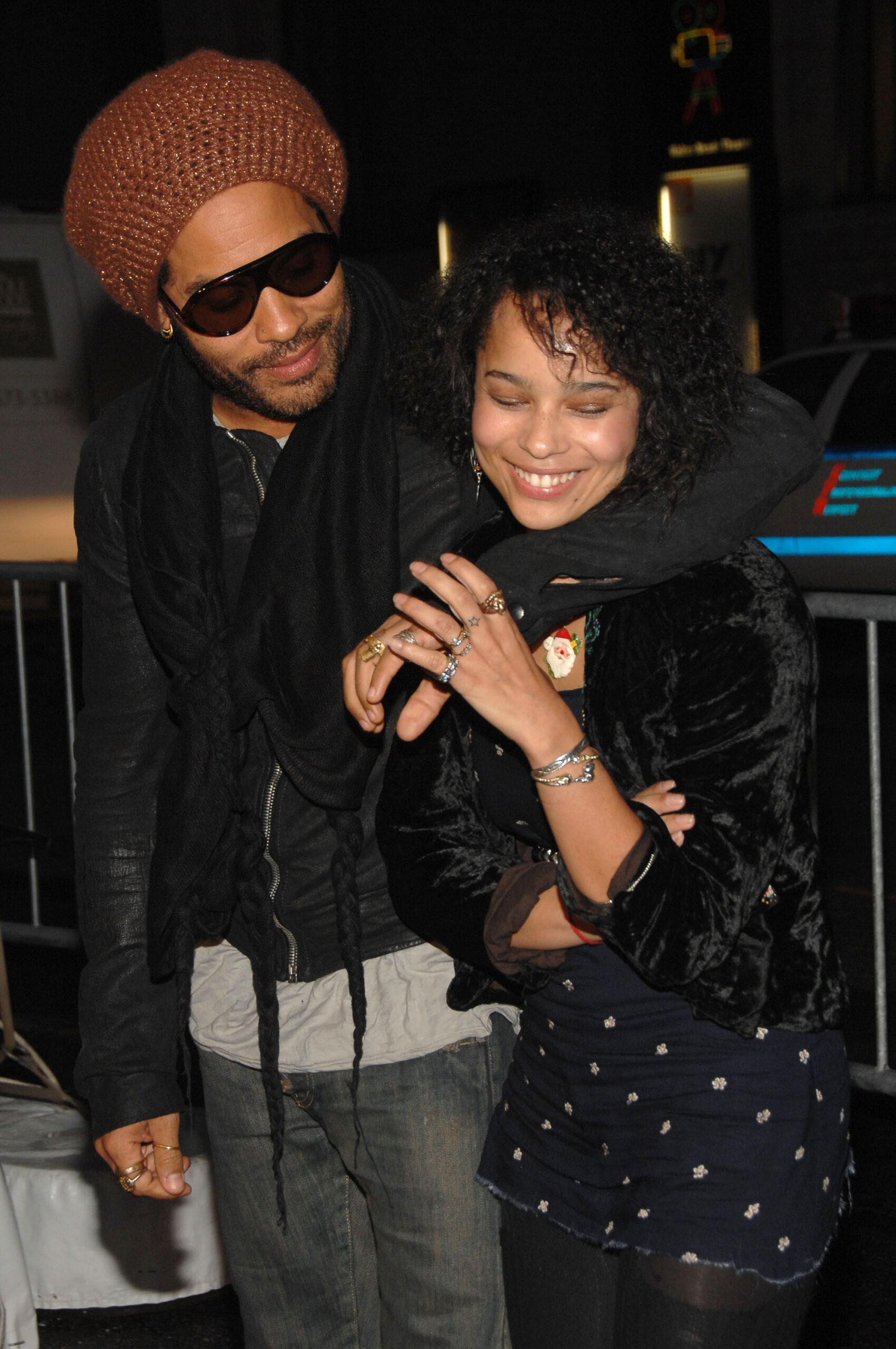 Lenny Kravitz and his daughter Zoe Kravitz at the New York premiere of 'Precious'
