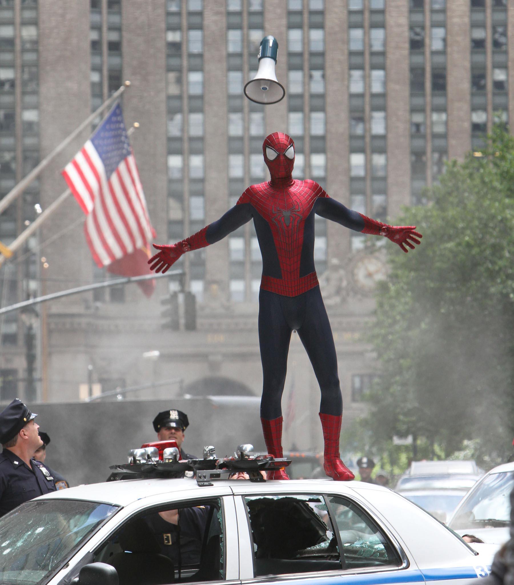 Andrew Garfield as Spider-Man.