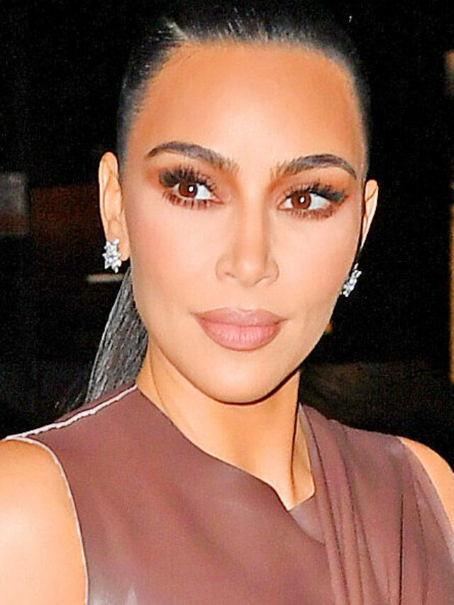 Kim Kardashian wears a leather dress from her upcoming Fendi x Skims release