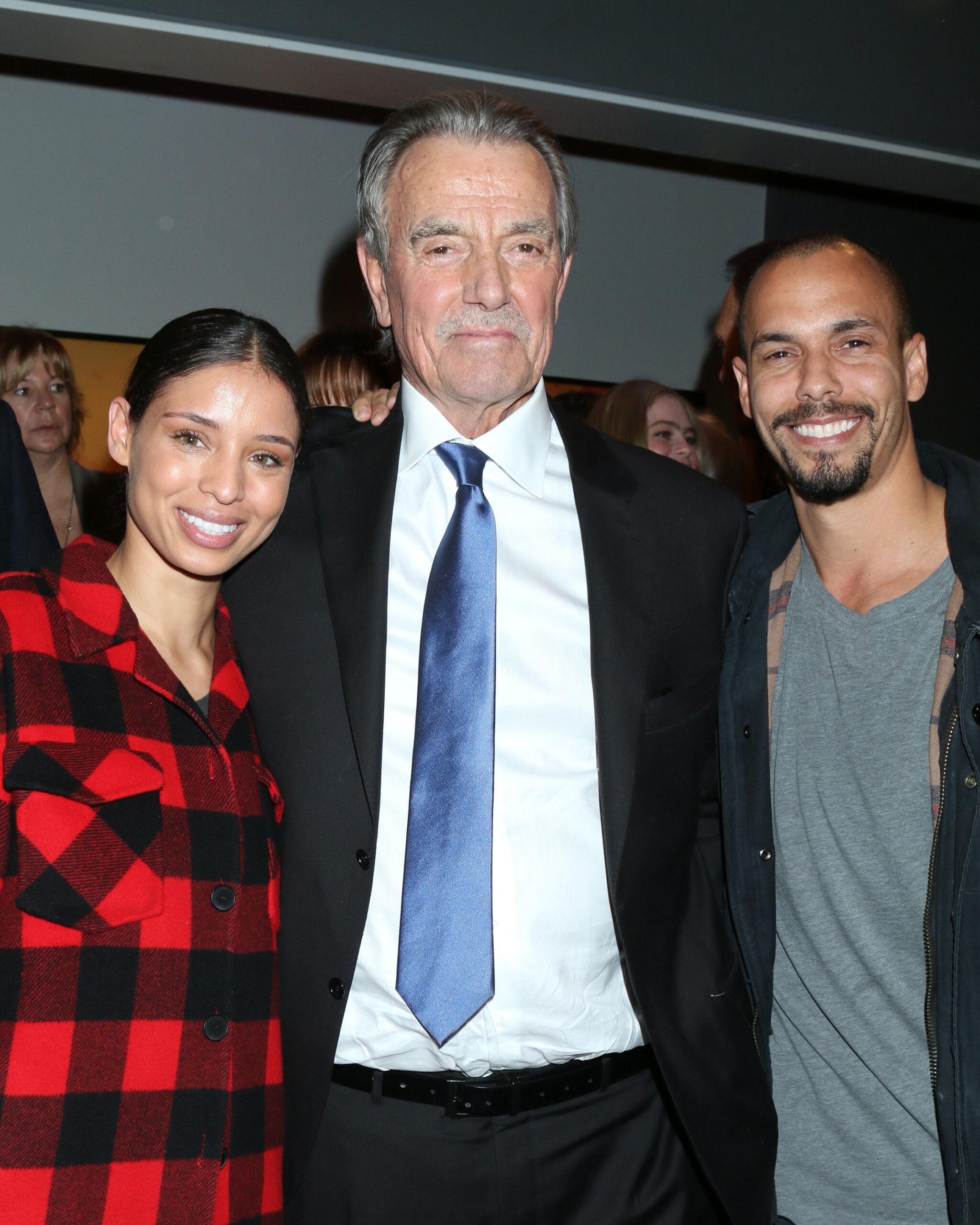 Brytni Sarpy, Eric Braeden, and Bryton James at the Eric Braeden 40th Anniversary Celebration on The Young and The Restless at the Television City on February 7, 2020 in Los Angeles, CA
