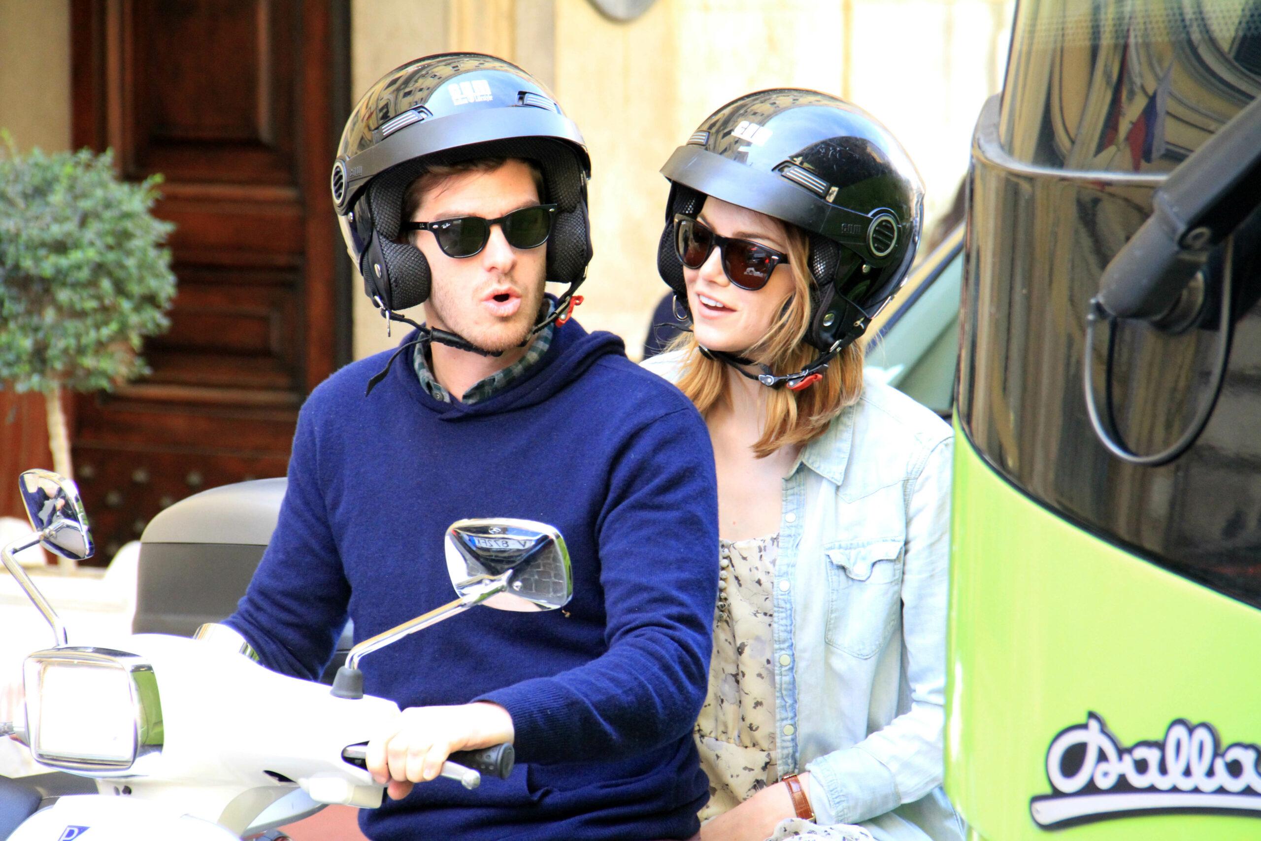 Emma Stone and her boyfriend Andrew Garfield spotted enjoying some romantic alone time on a scooter in Rome