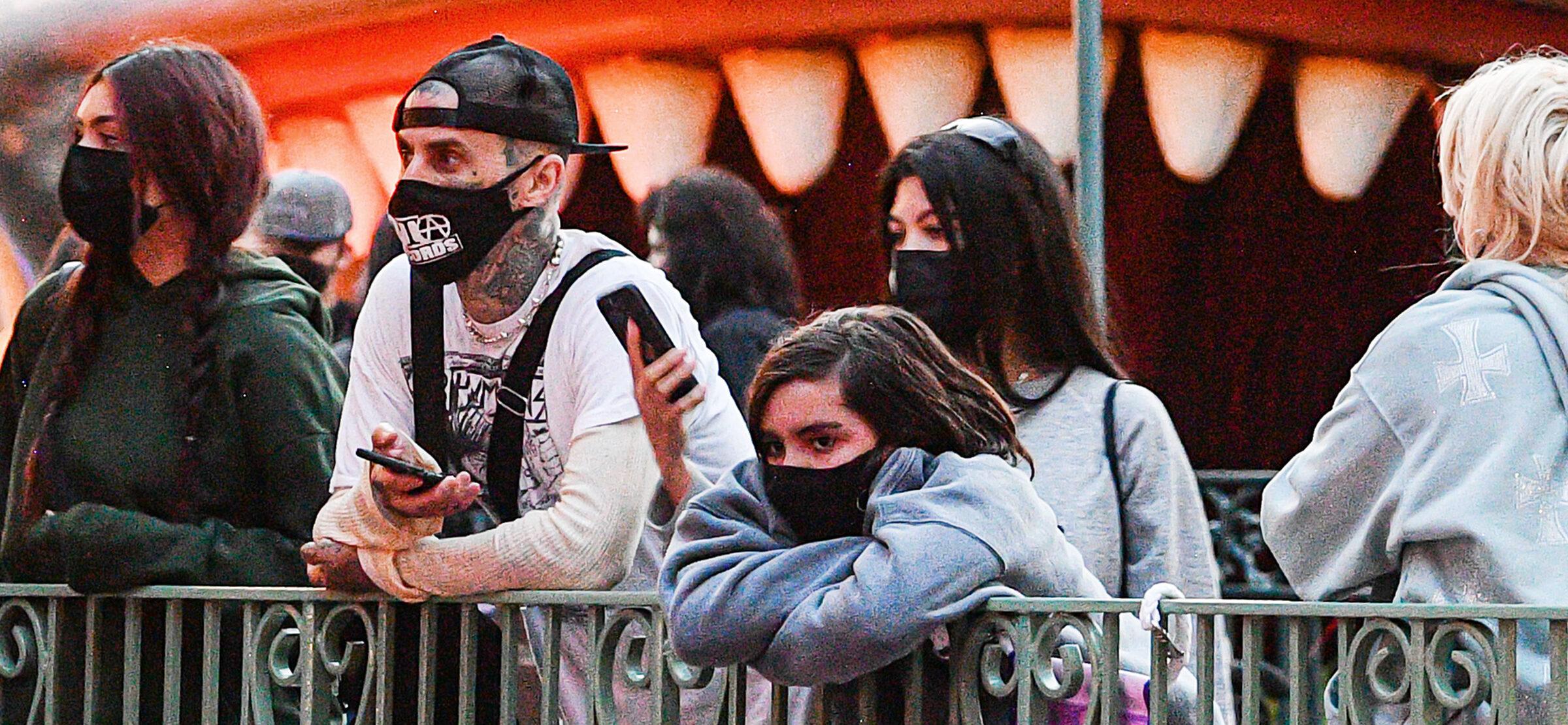 Kourtney Kardashian amp Travis Barker Enjoy A Day At Disneyland in Anaheim CA