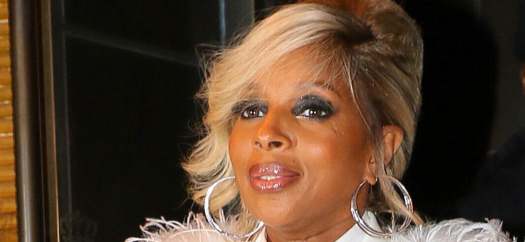 Mary J Blige wears all white as heading out in New York City