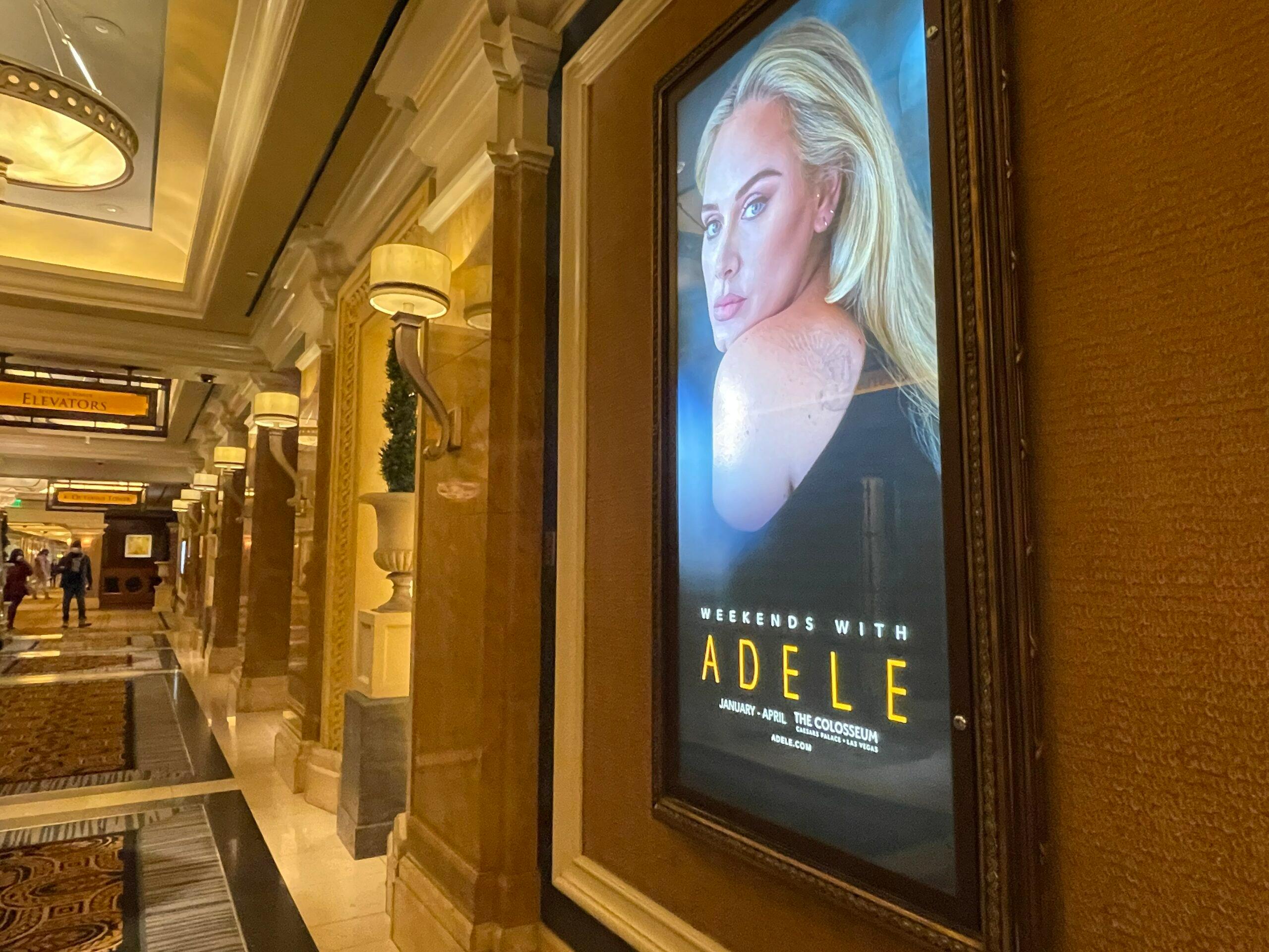 Adele show signage and prep at Colliseum for her 1st opening night week seen in Ceasars Palace in Las Vegas