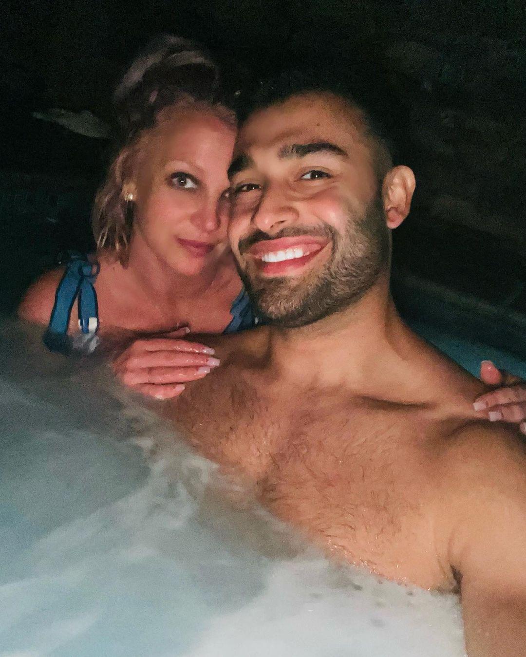 Britney Spears cuddling with Sam Asghari
